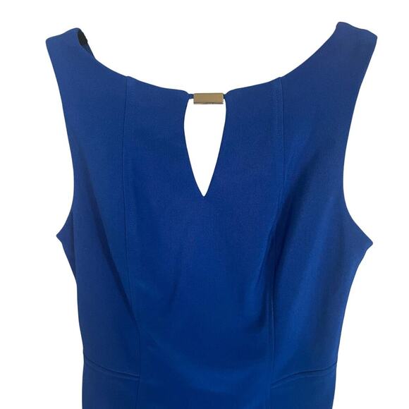 Bisou Bisou Royal Blue Sleeveless Tank Sheath Dress Keyhole Neckline Size 4 - Picture 2 of 7
